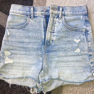 Express Light Blue Distressed Jean Shorts